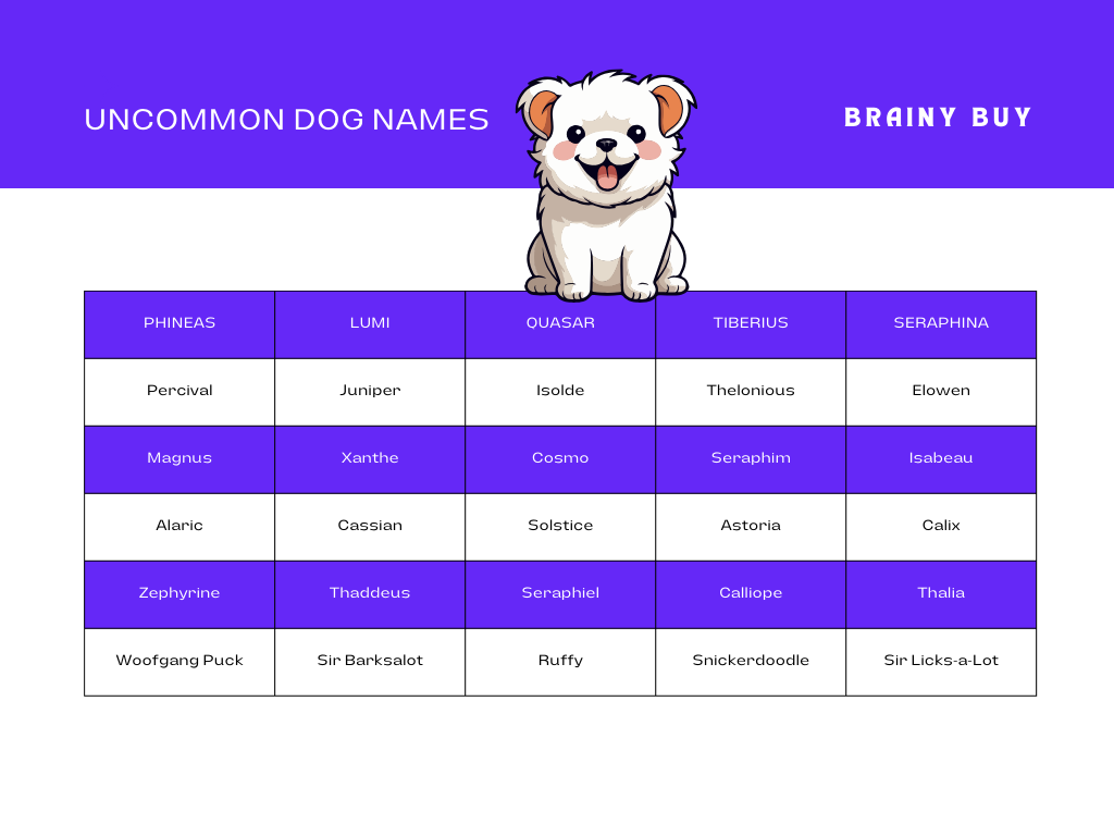 List of uncommon Dog Names | unusual dog names male list | unusual female dog names list